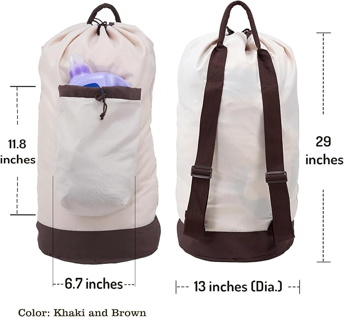 Laundry Bag Backpack with Shoulder Straps and Detergent Holder Clothes - Image 2