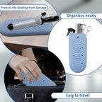 Heat Insulating Silicone Mat Pouch for Hair Styling Tools, Curling & Flat Irons Anti-Slip Travel Cover, Small Portable Straightener Pad for Curler Wands Storage, Hot Waver (Blue)