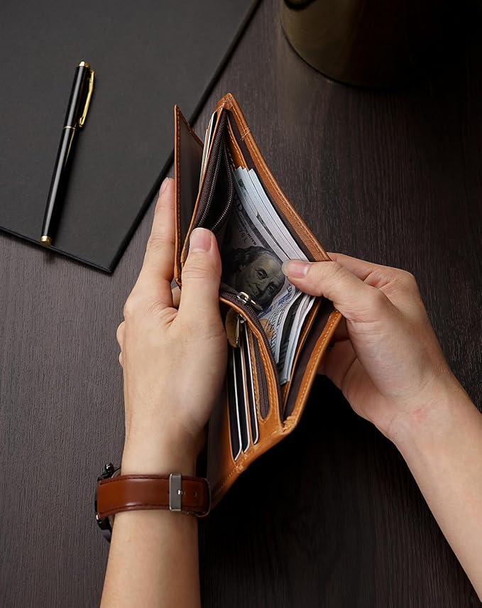 Swallowmall Mens Wallet Rfid Blocking Genuine Leather Bifold Wallets - Image 7