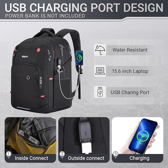 40L Expandable Laptop Backpack, Anti-thief Travel Backpack - Image 6