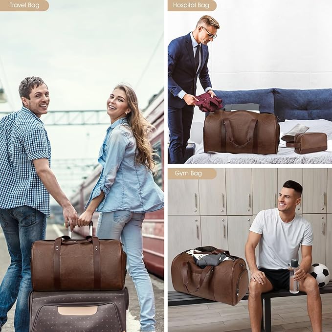 Wogarl 3PCS Faux Leather Weekender Bag - Image 7