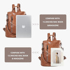 Women Backpack Purse PU Leather Anti-theft Casual Shoulder Bag Fashion Ladies - Image 8
