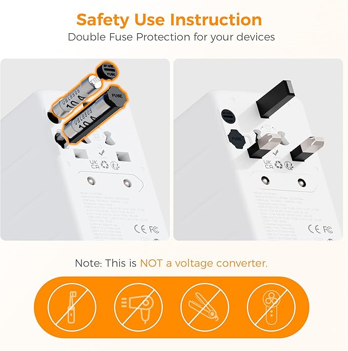 TESSAN Universal Travel Adapter 140W GaN, International Plug Adaptor - Image 6