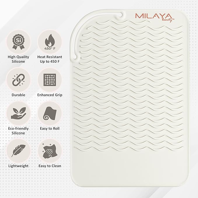 Large Heat Resistant Mat for Hair Tools – Silicone Hot Tool Mat for Flat Iron & Curling Iron – Vanity Accessories Heat Protector Pad – Hair Tool Organizer for Salon Station