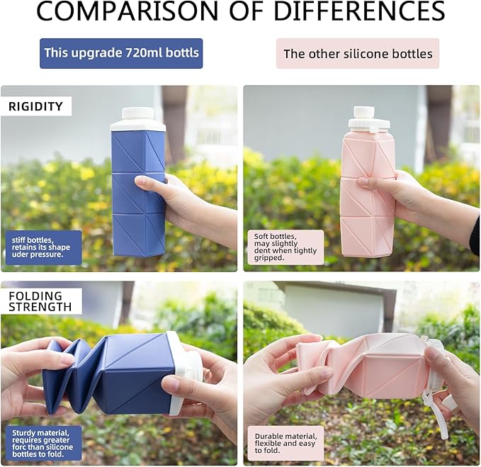 24oz Collapsible Water Bottles, Foodgrade BPA Free Reusable Foldable Water - Image 9