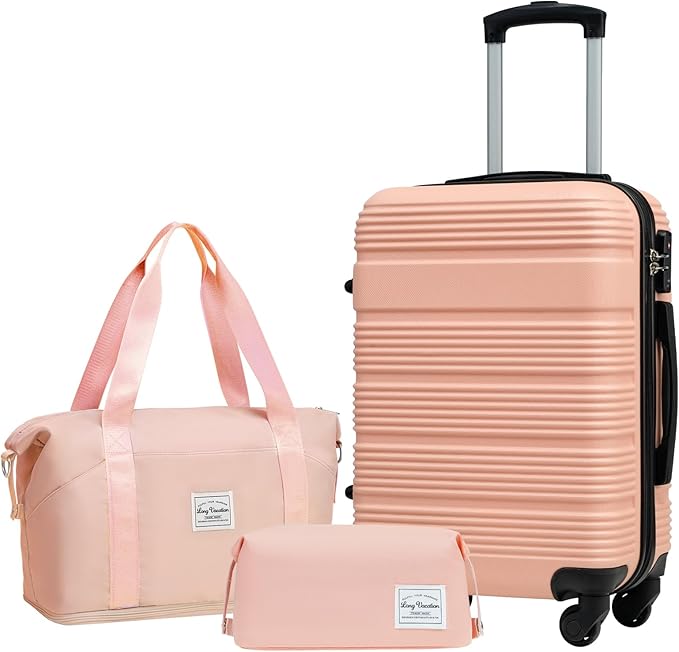 LONG VACATION 3 Piece Carry On Luggage 20 Inch Suitcase by LONG+VACATION