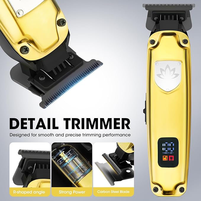 Professional Hair Clippers for Men, Barber Clippers and Trimmers Set, Foil Shavers for Men, 4 in 1 Cordless Hair Clippers Set Hair Cutting Kit Barber kit with LED Display