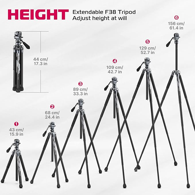 ULANZI F38 Video Travel Tripod, 61.4" Lightweight Carbon Fiber Camera Tripod - Image 7