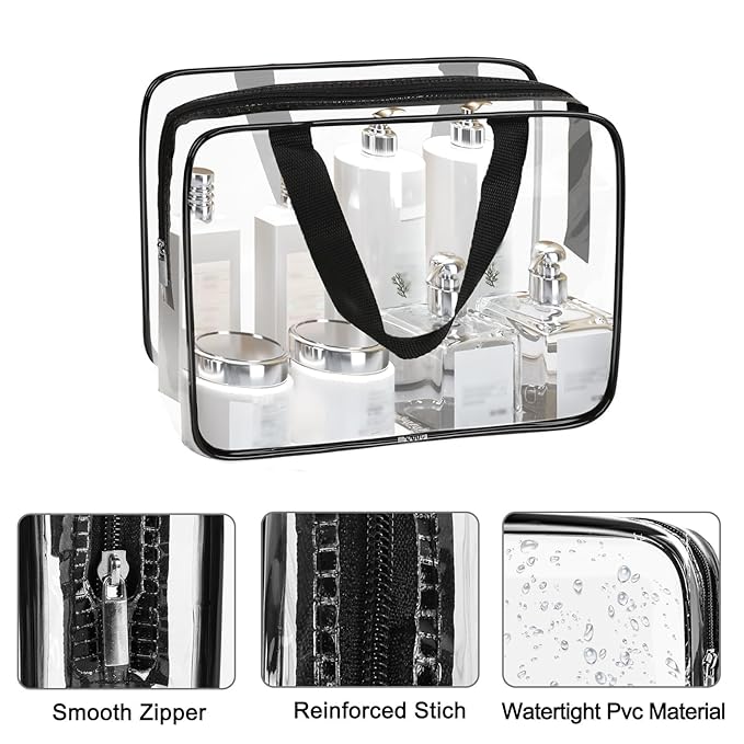 APREUTY Clear Makeup Bags, TSA Approved 3 Pcs Large Cosmetic Makeup Bags Set - Image 3