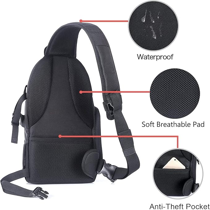 MOSISO Camera Sling Bag, DSLR/SLR/Mirrorless Camera Backpack Case Shockproof - Image 4