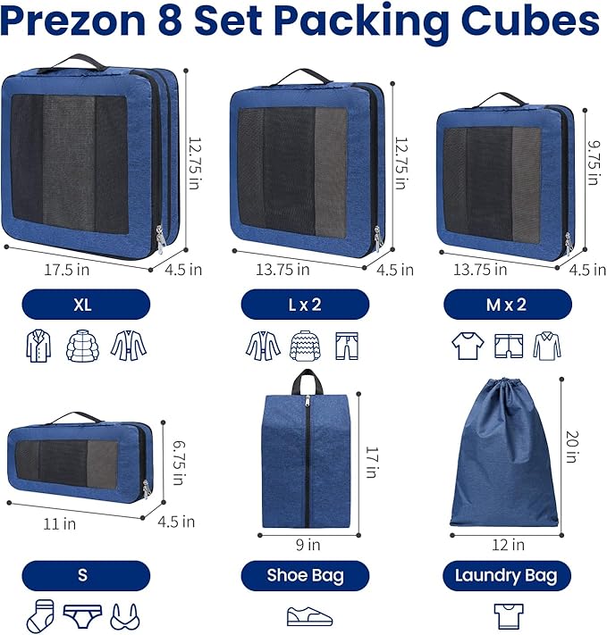 8 Set/6 Set/4 Set Compression Packing Cubes - Image 3