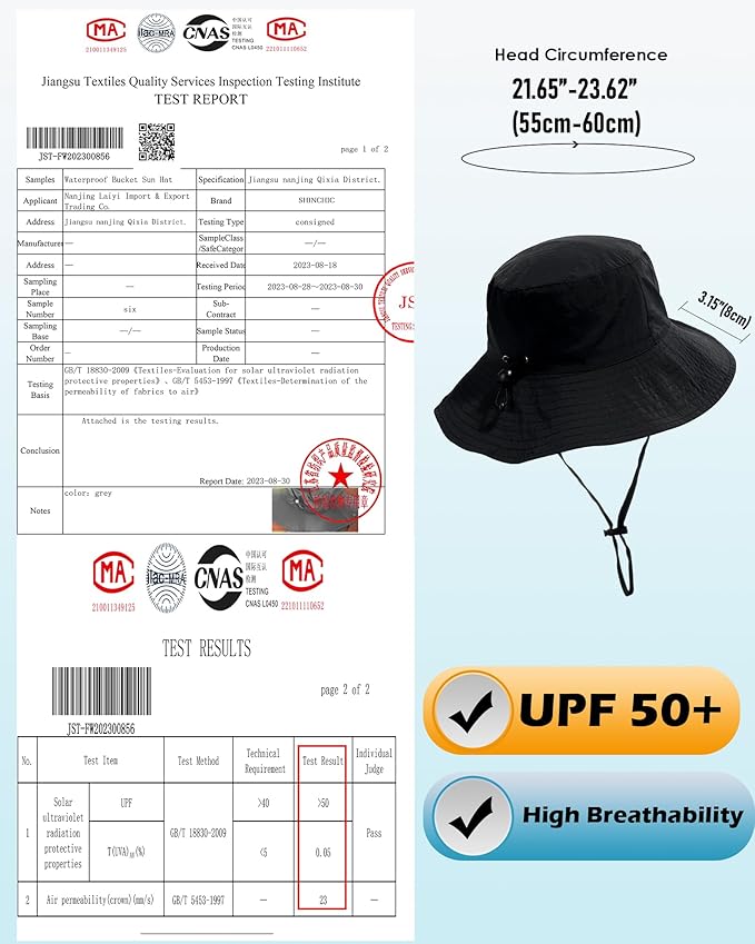 Water-Resistant Sun UPF 50+ Bucket Hat Protection Packable Brimmed Boonie - Image 5