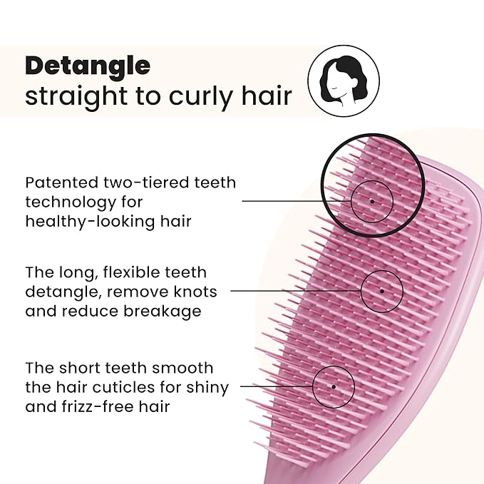 Tangle Teezer Ultimate Detangler Brush for Wet & Dry Hair, Eliminates Knots & Reduces Breakage for Straight to Wavy Hair Types, Amazon Exclusive Rosebud