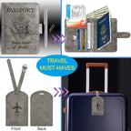 Passport Holder With Luggage Tag Cover Wallet RFID Blocking Leather Case Travel - Image 2
