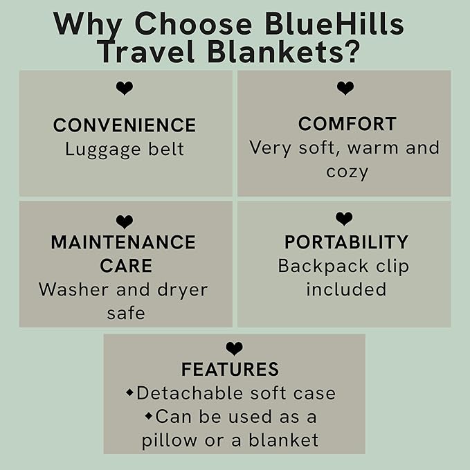 BlueHills Travel Blanket Pillow Compact Lightweight Pocket Size Airplane - Image 5