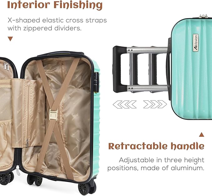 Luggage Set 3 Piece Luggage Set ABS hardshell Spinner Wheels Luggage Carry on - Image 3