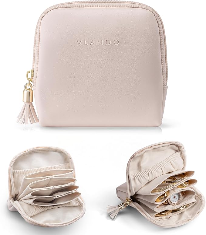 Vlando Small Travel Jewelry Organizer, Jewelry Pouch Bags, Velvet Jewelry by VLANDO