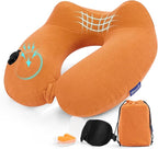 Inflatable Travel Neck Pillow for Airplane, Head Support Velvet Adult Neck by Glyzia