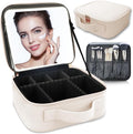 Makeup Bag with Led Mirror, Travel Makeup Organizer with 3 Color Setting by SUILU