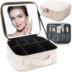 Makeup Bag with Led Mirror, Travel Makeup Organizer with 3 Color Setting by SUILU