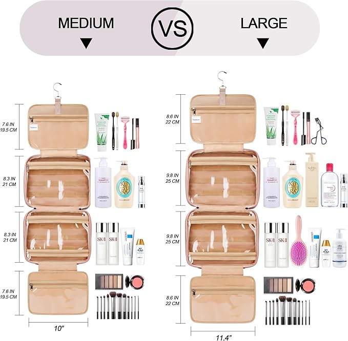 Travel Hanging Toiletry Bag for Women, Extra Large Makeup Bag, Holds Full-Size - Image 2