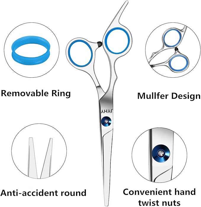 Professional Hair Cutting Scissors Shears Barber Thinning Set Kit- Family Hair Cutting,Barber Hair Cutting Tool Thinning texturizing/Blue 6"
