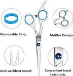 Professional Hair Cutting Scissors Shears Barber Thinning Set Kit- Family Hair Cutting,Barber Hair Cutting Tool Thinning texturizing/Blue 6"