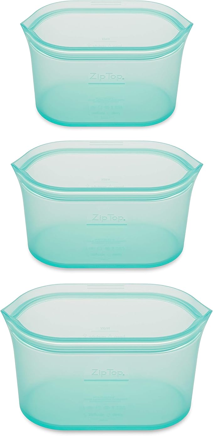 Zip Top Reusable Food Storage Bags | 3 Dish Set | Silicone Meal Prep Container - Image 2