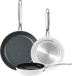 Nuwave 3-Piece 8”, 12” Forged Lightweight Frying Pan Set, G10 Healthy Duralon by NuWave