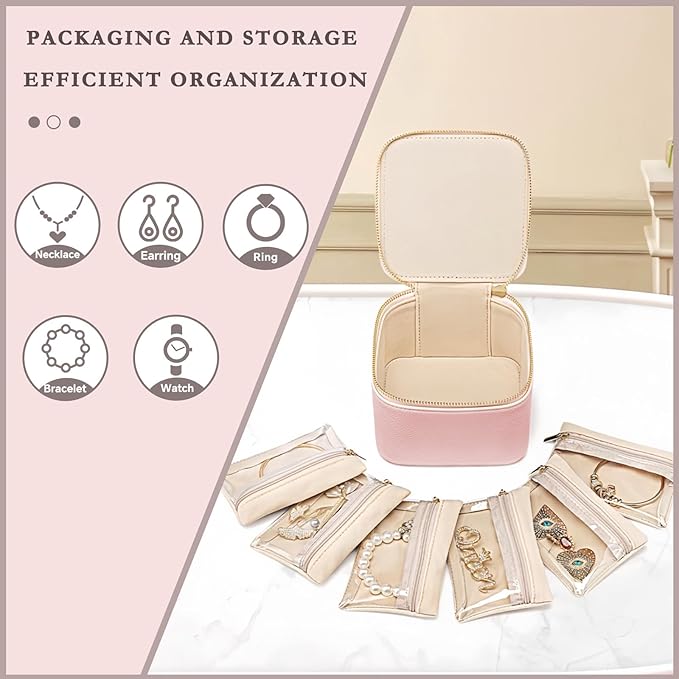 Jewelry Box Organizer for Women, Small Travel Jewelry Case, Mini Travel Jewelry - Image 3