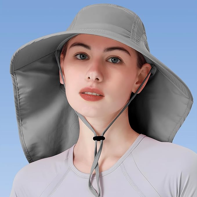 Womens Sun Hat UV Protection, Foldable Waterproof Wide Brim Bucket Hats - Image 2