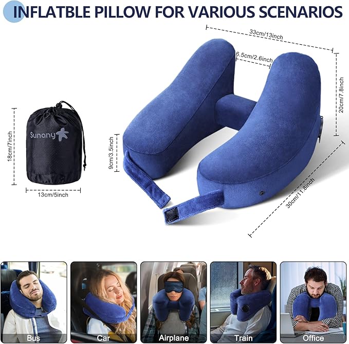 Sunany Neck Pillow for Travel Inflatable Airplane Pillow Comfortably Supports - Image 4