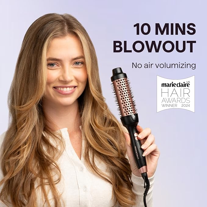 Wavytalk Thermal Brush, 1.5 Inch Blowout Express Ionic Thermal Round Brush Creates Blowout Look in 10 Minutes Makes Hair Shinier & Smoother, Dual Voltage (Lavender Purple)