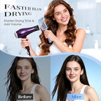 Hair Brush for Women with Hair Clips, Professional Curved Vent Brush for Faster Blow Drying & Detangling, for Wet or Dry Curly, Thick, Fine Hair, Ideal Mothers Day, Birthday, Christmas Gift for Her