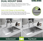 22 Inch Drop-In Kitchen Sink, SINKVINE 22" x 18" Stainless Steel Indoor and - Image 9