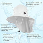 Sukeen Cooling Sun Hat for Men Women UPF50+ Wide Brim Fishing Hat - Image 2