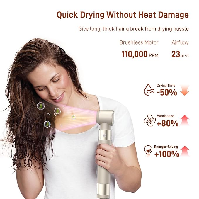 5 in 1 Hair Air Styler - Rotating Hair Dryer Brush 110000 RPM for Fast Drying & Hot-Air Automatic Wrap for Curling, Frizz-Free Blow Dryer Brush for Straightening Volumizing No Heat Damage