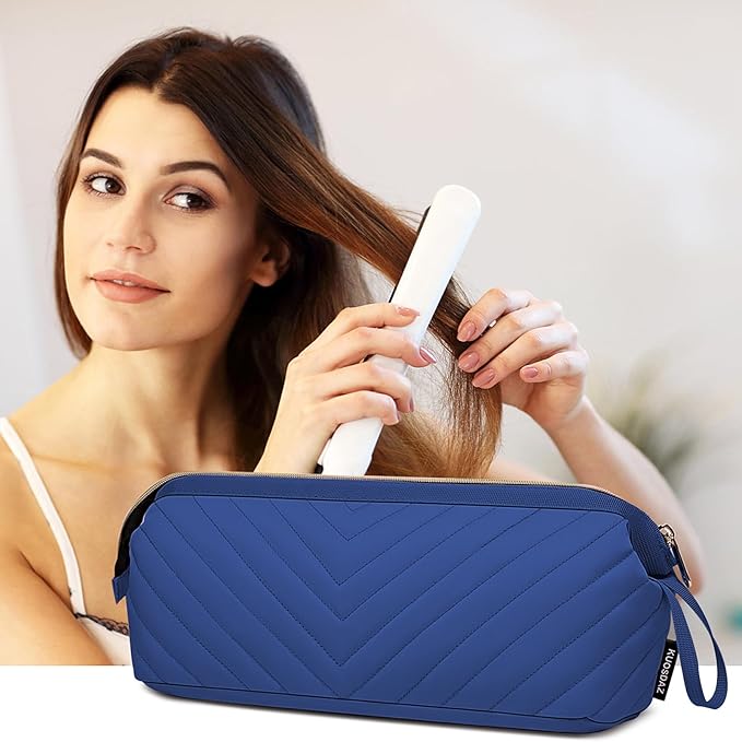 Hair Tools Travel Bag for Shark Flexstyle Dyson, Quilted Case Organizer Bag, Gift for Women Hair Accessories Storage Bag, Travel Hairdryer Portable Bag for Women, Blue