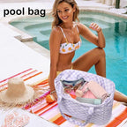 LEDAOU Large Beach Tote Bag Women Waterproof Sandproof Zipper Beach Tote Bag - Image 4
