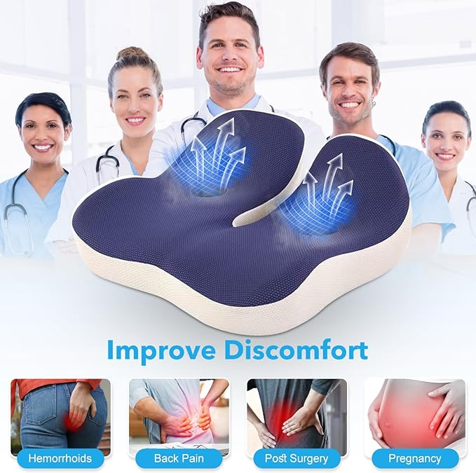 Seat Cushion, Office Chair Memory Cushion, Ergonomic Design, Relieve Sciatica - Image 8