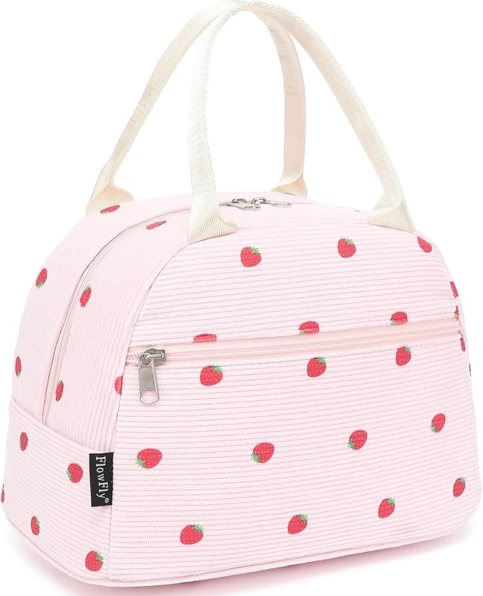 FlowFly Insulated Lunch Bag for Women – Corduroy Lunch Tote Box, Cute Cooler by FlowFly
