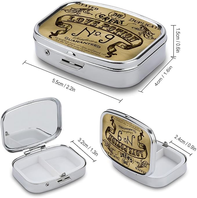 Metal 2 Compartment Pill Organizer Travel Friendly Portable Compact Pill Box - Image 3