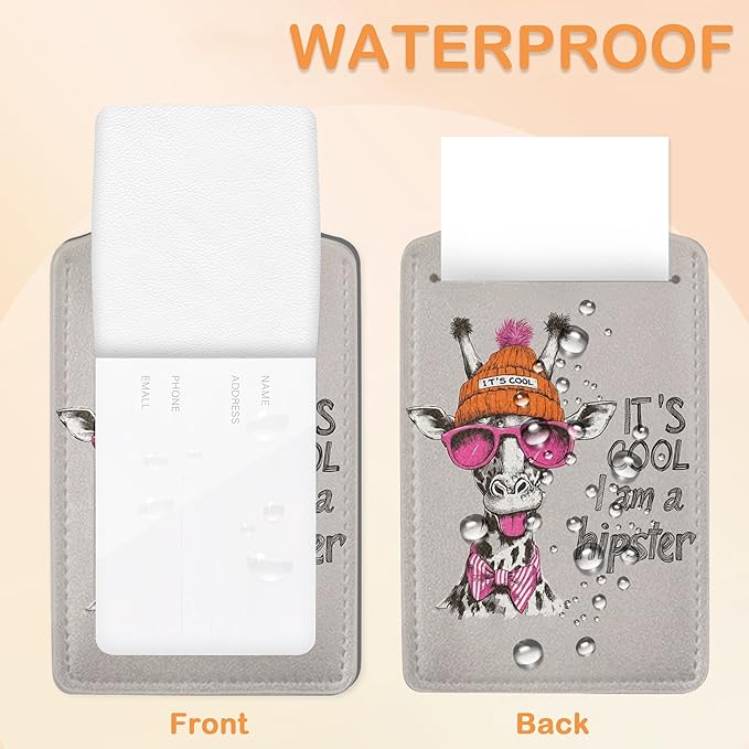 Funny Hipster Giraffe 3 Pack PU Leahter Luggage Tag - Image 3