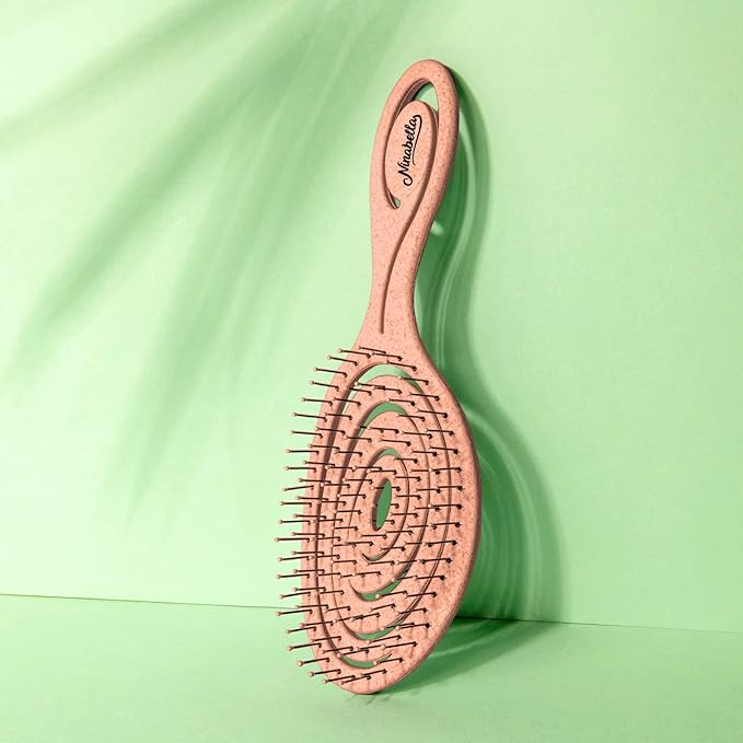 Ninabella Detangling Hair Brush for Women & Men - Does not Pull - Straightening Brushes for Straight & Curly Hair - Unique Spiral Hairbrush - Rose Gold
