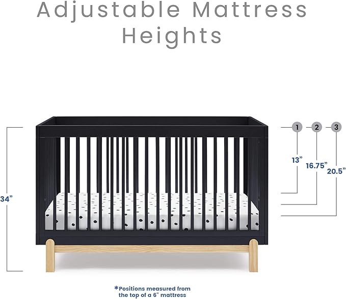 Delta Children Poppy 4-in-1 Convertible Crib, Midnight Grey/Natural - Image 7