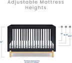 Delta Children Poppy 4-in-1 Convertible Crib, Midnight Grey/Natural - Image 7