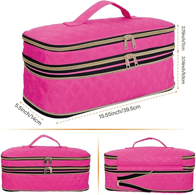 Hair Dryer Travel Carrying Case, Curling Iron Storage Bag, Slim Expandable Handheld Dual-Layer Travel Storage Bag for Dryer/Hair Tool Organizer/Style Organizer