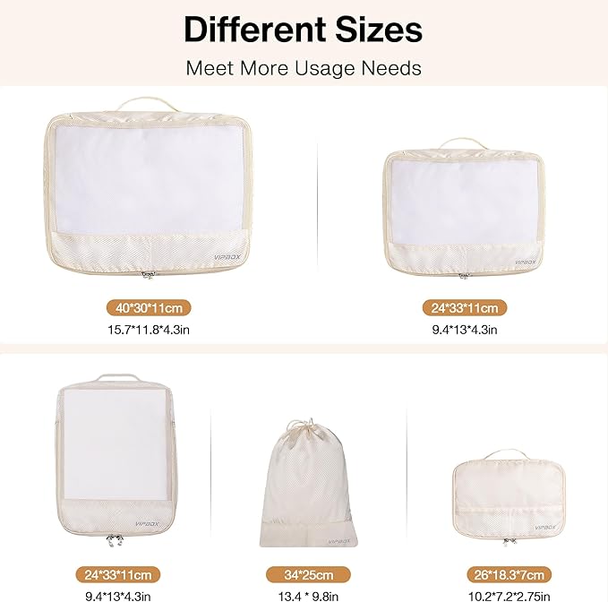 5 Set Packing Cubes Travel for Luggage Durable Suitcases Organizer Bags - Image 6