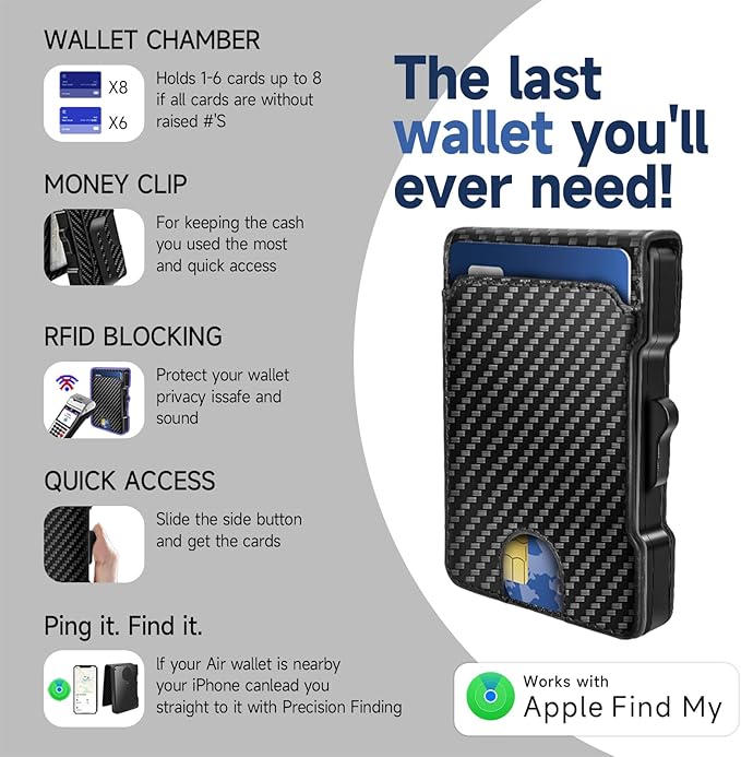 Zeeker Mens Air Wallet, with Smart Tracker, RFID Blocking Credit Card Clip - Image 3