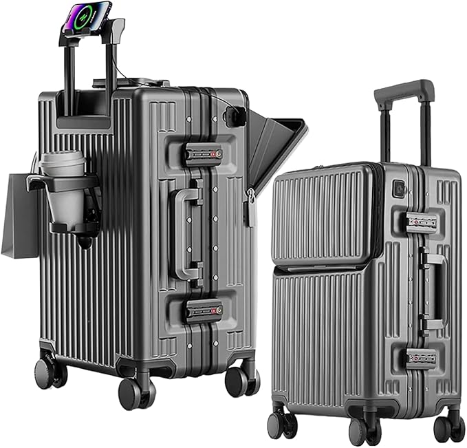 2-Piece Hardshell Zipperless Luggage Set, 20/26" Aluminum Frame Hardshell by cycyCarry
